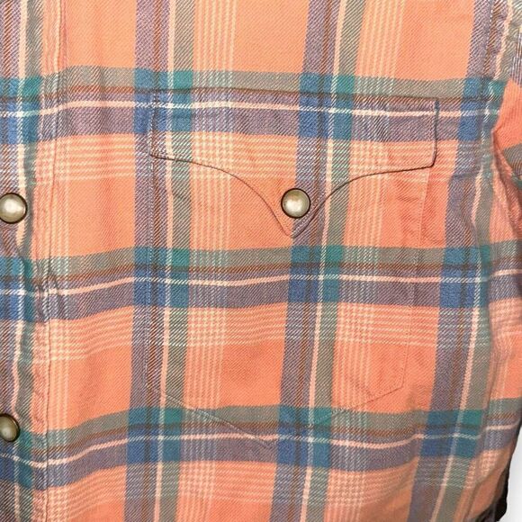 90s Orange Polo Ralph Lauren Western Pearl Snap Shirt Size M - Picture 3 of 8